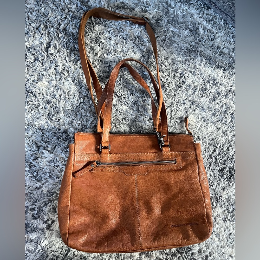 Spikes & Sparrow leather brown working tote shoulder bag